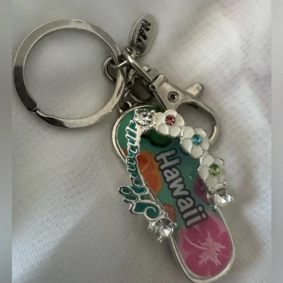 Hawaii Aloha Silver Flip Flop Keychain - NWT - Picture 2 of 3